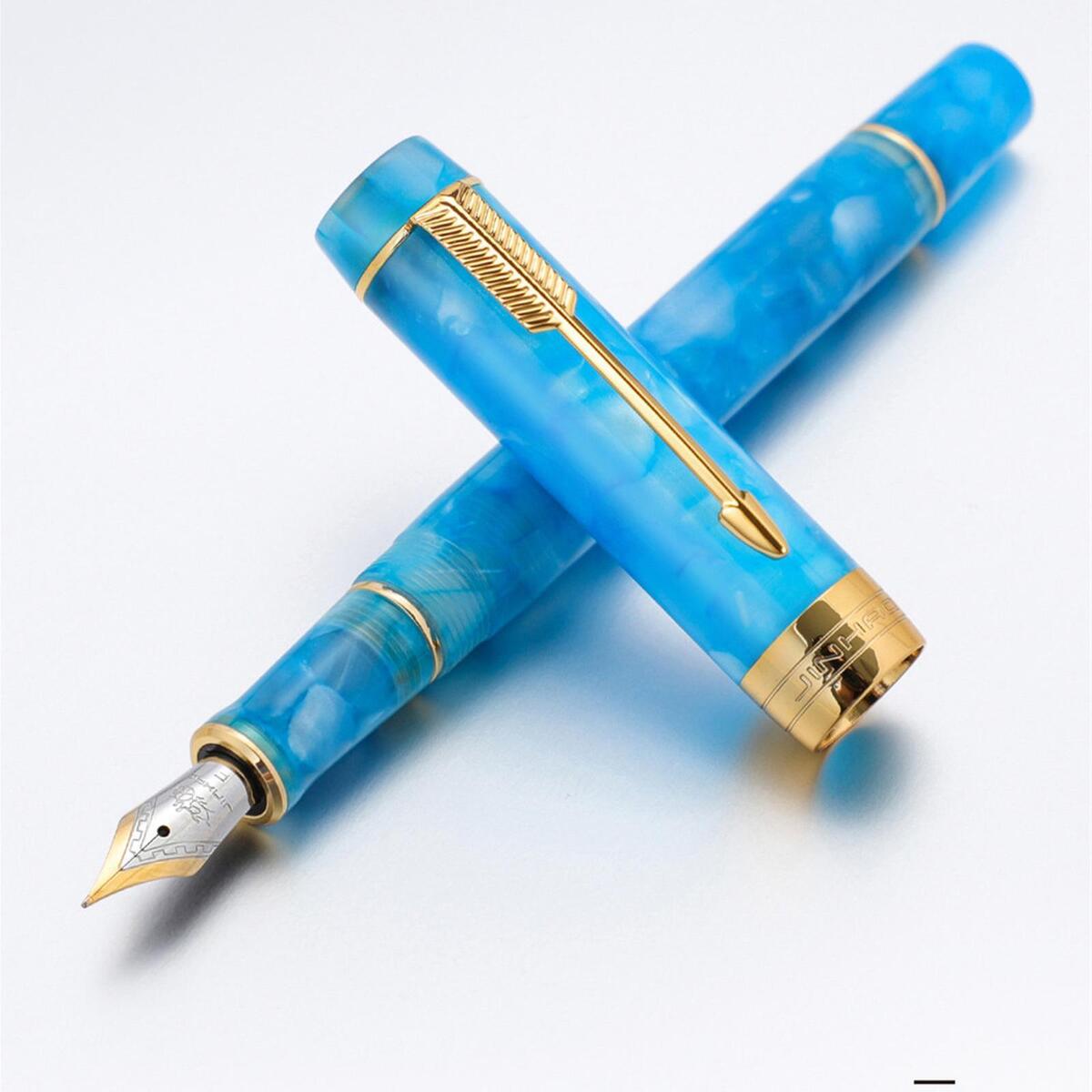 Jinhao Century 100 Sky Blue Marble Fountain Pen - Al Qalam