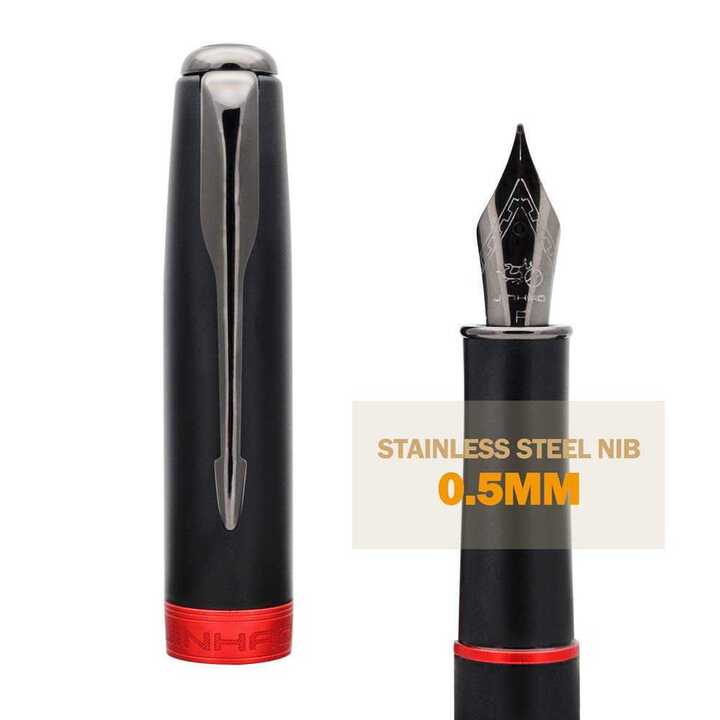 Jinhao 75 Metal Black Red Fountain Pen - Al Qalam