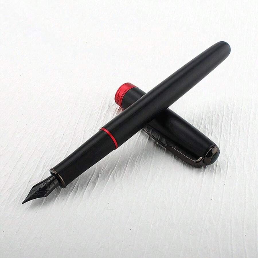 Jinhao 75 Metal Black Red Fountain Pen - Al Qalam
