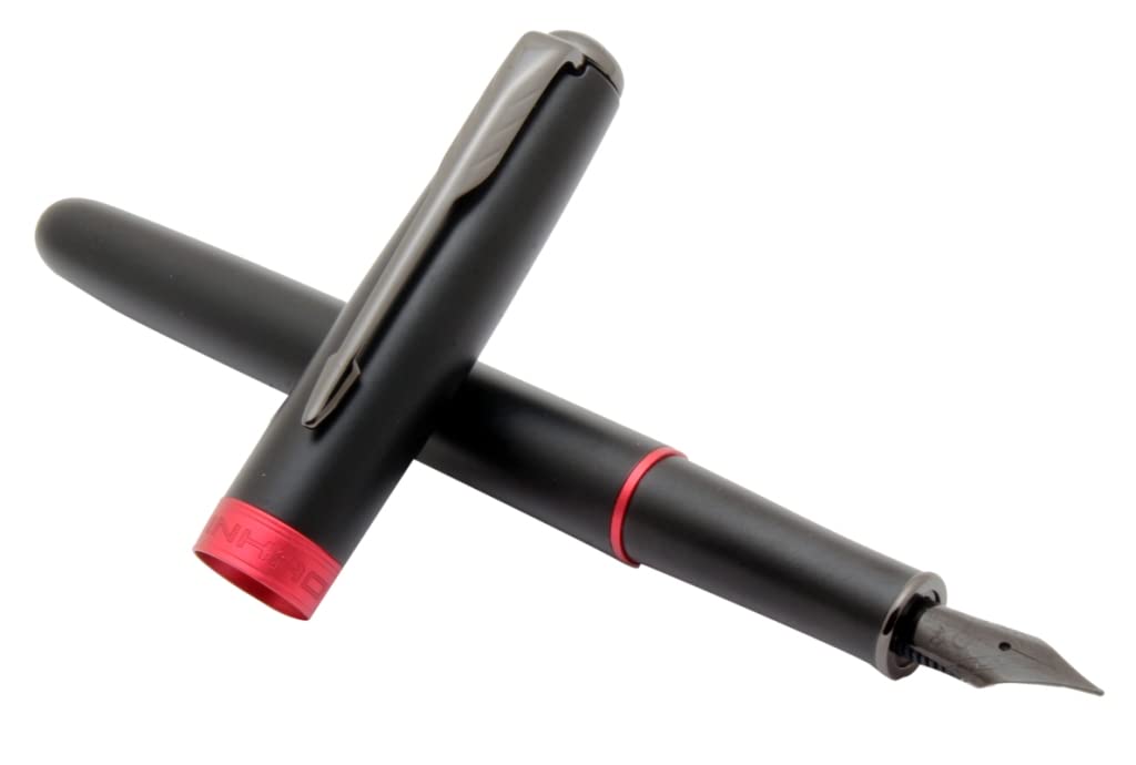 Jinhao 75 Metal Black Red Fountain Pen - Al Qalam