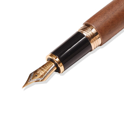 Jinhao 9056 Natural Walnut Wood Fountain Pen - Al Qalam