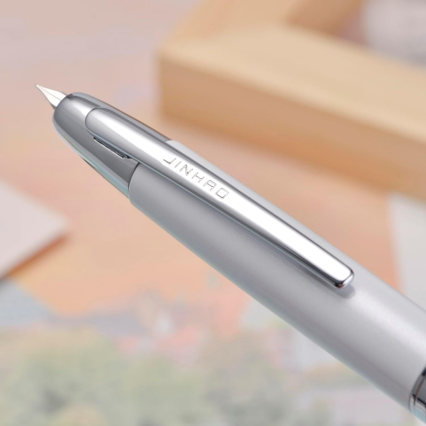 Jinhao 10 Press Capless Pearl White Fountain Pen - Al Qalam
