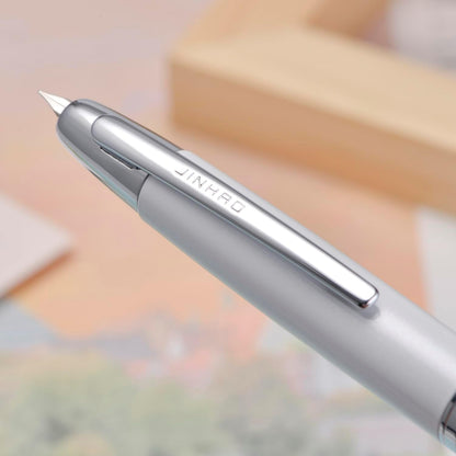 Jinhao 10 Press Capless Pearl White Fountain Pen - Al Qalam