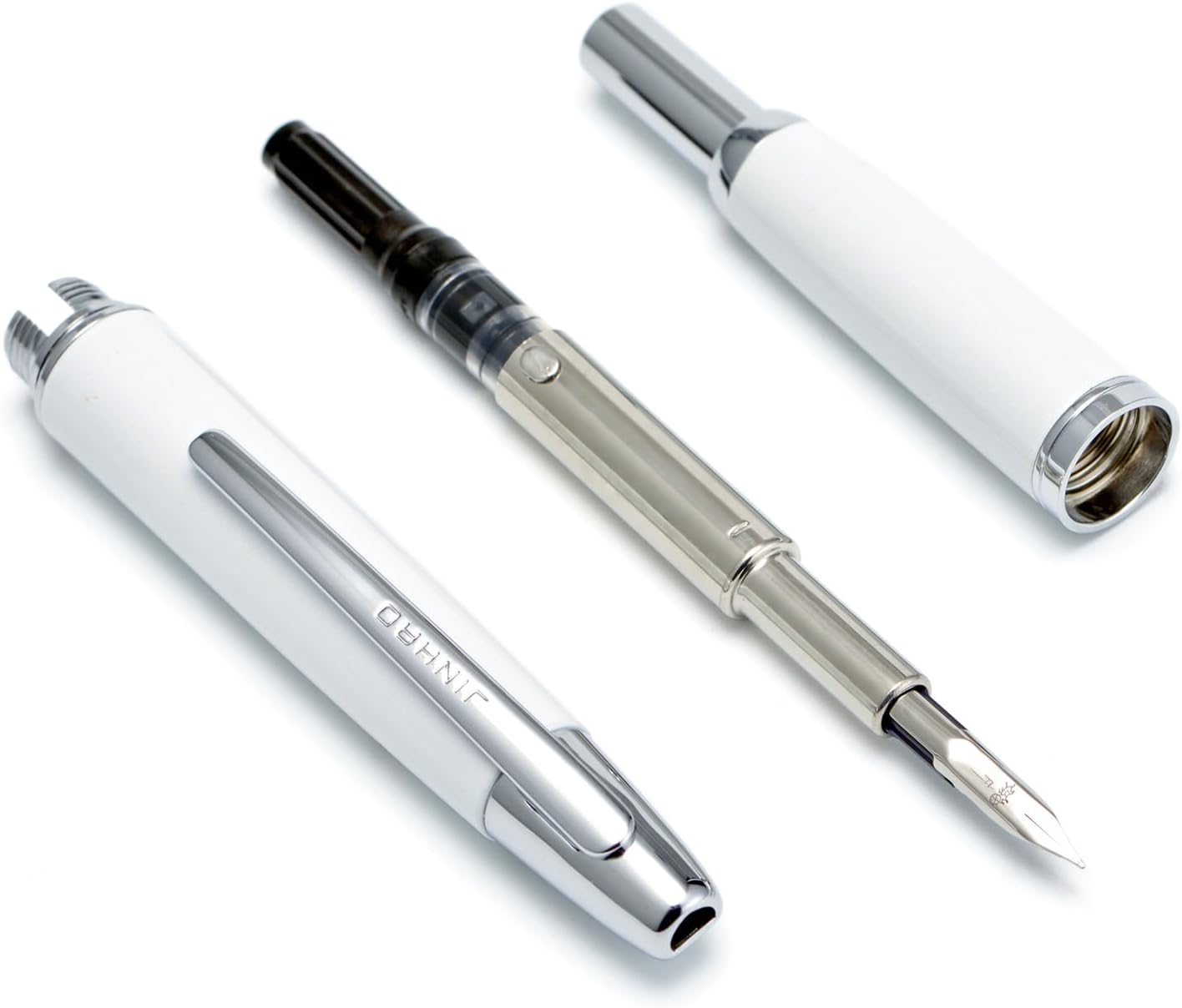 Jinhao 10 Press Capless Pearl White Fountain Pen - Al Qalam