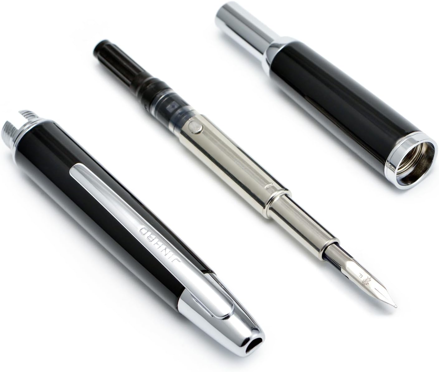 Jinhao 10 Press Capless Piano Black Fountain Pen - Al Qalam