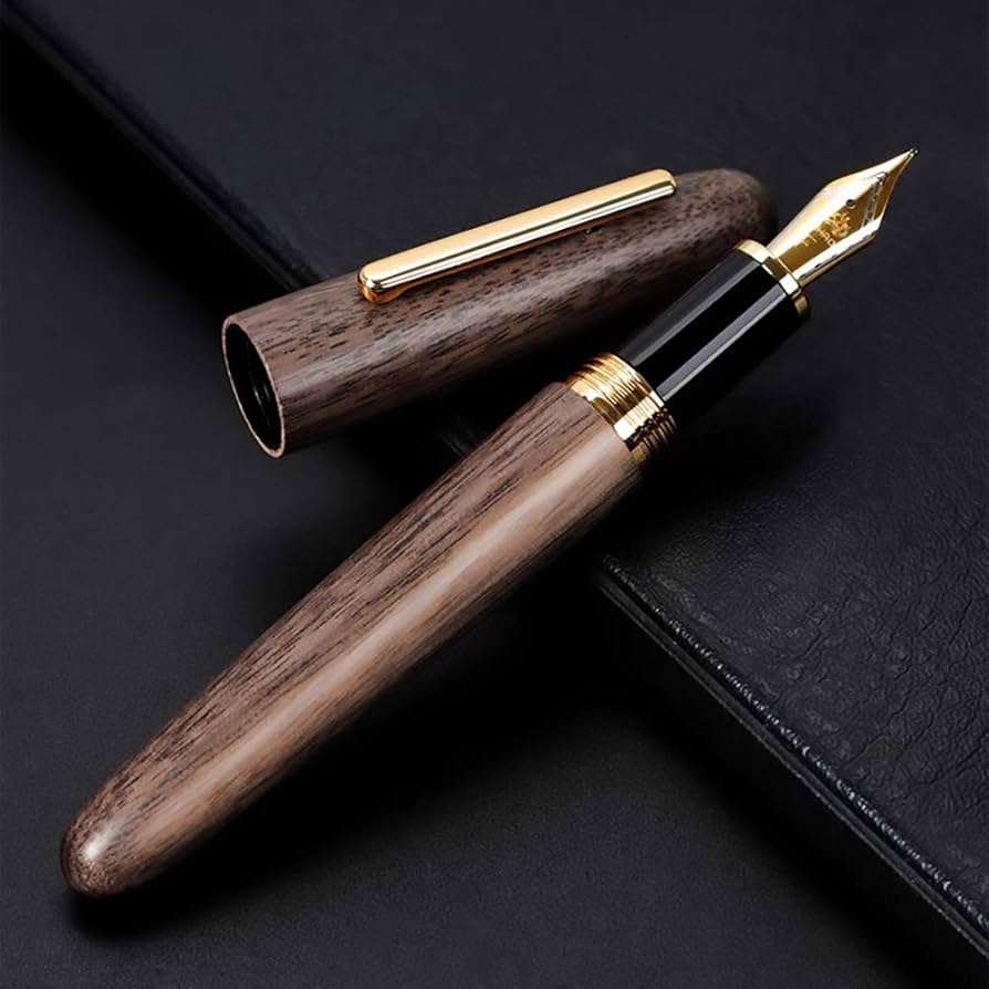 Jinhao 9056 Natural Walnut Wood Fountain Pen - Al Qalam