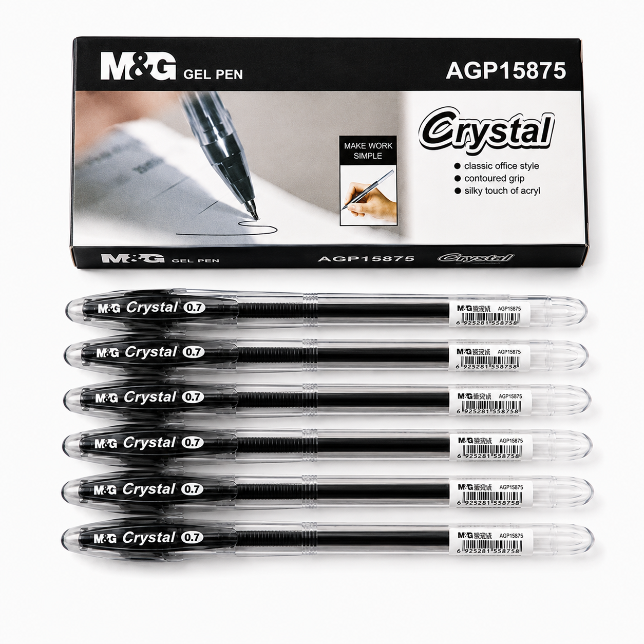 M&G Crystal Gel Pen 0.7mm Black(12 Piece)