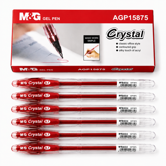 M&G Crystal Gel Pen 0.7mm Red (12 Piece)