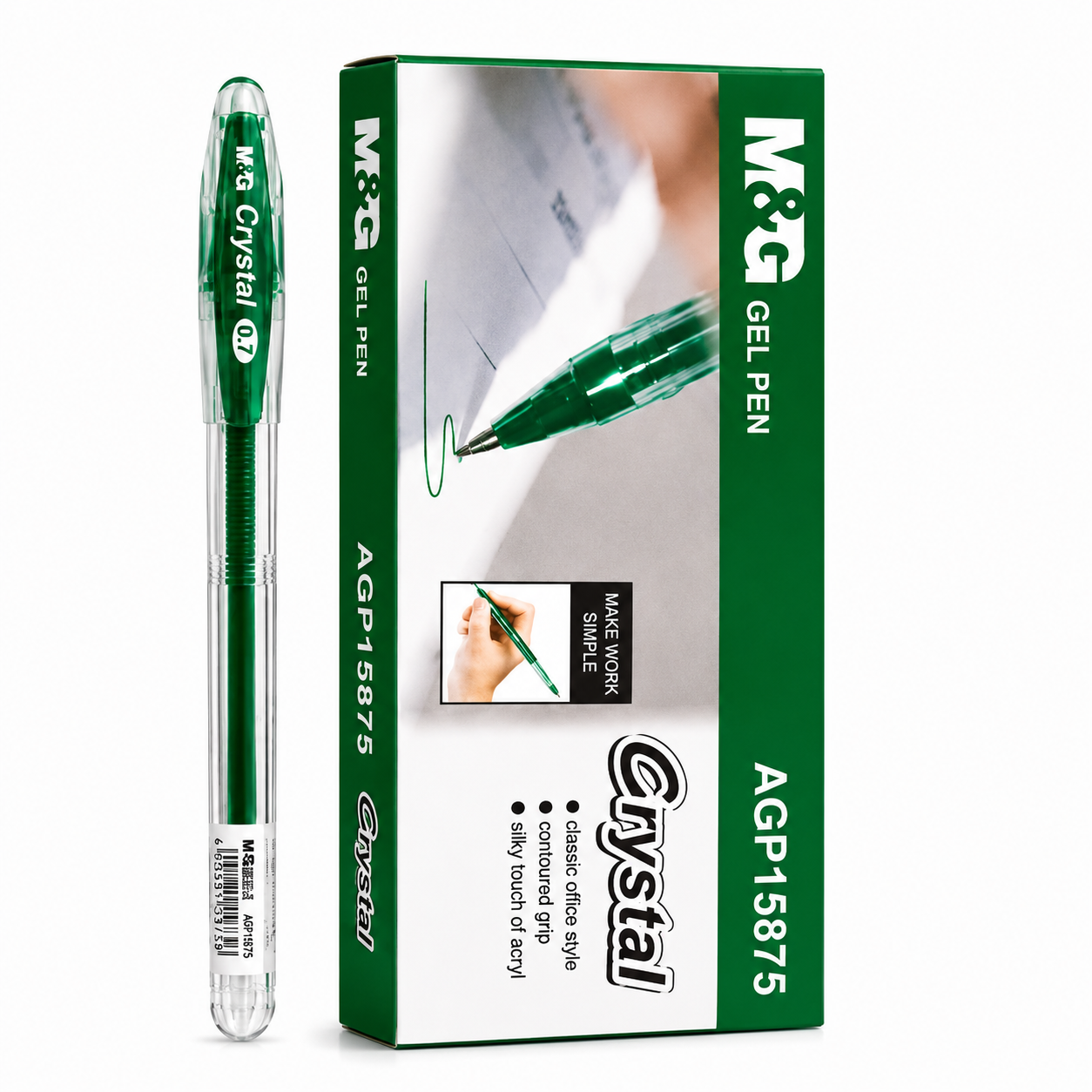 M&G Crystal Gel Pen 0.7mm Green (12 Piece)