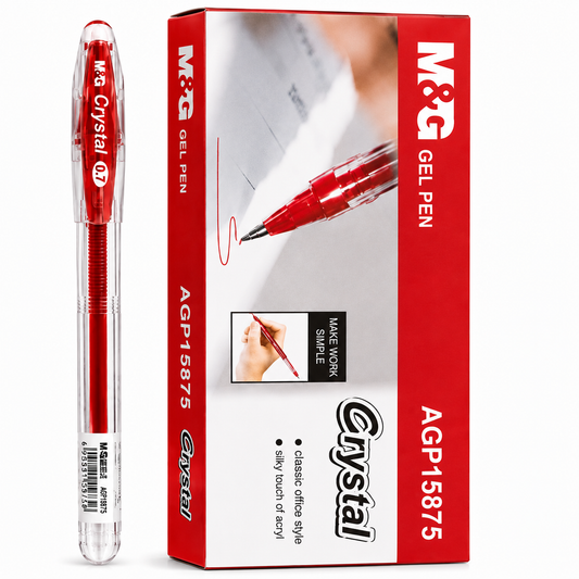 M&G Crystal Gel Pen 0.7mm Red (12 Piece)