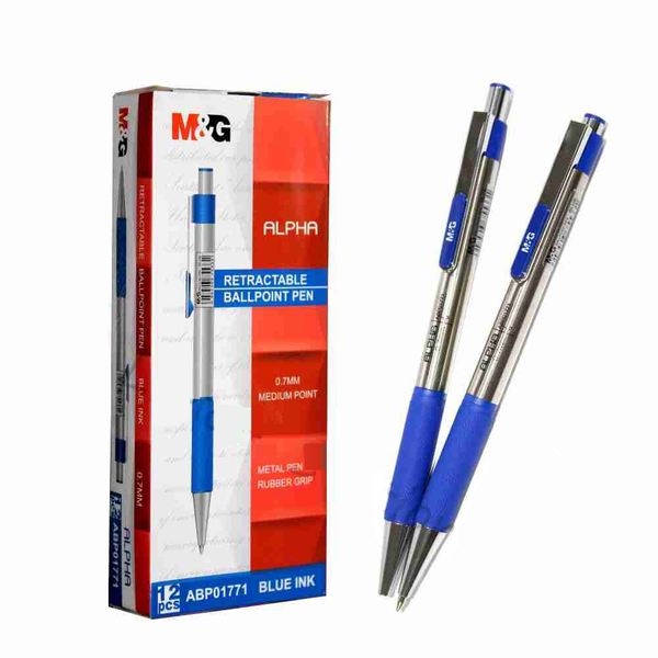 M&G Ball Pen Alpha Blue Metal Pack Of 12