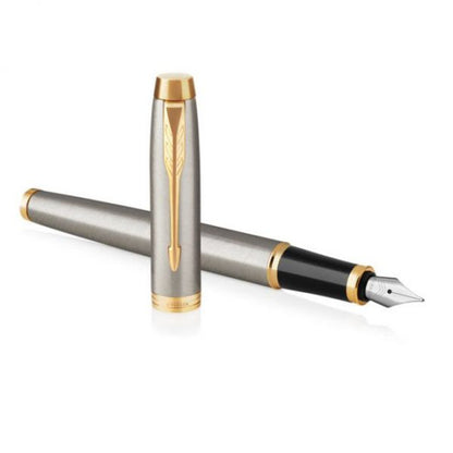 Parker IM Stainless Steel Gold Trim Fountain Pen