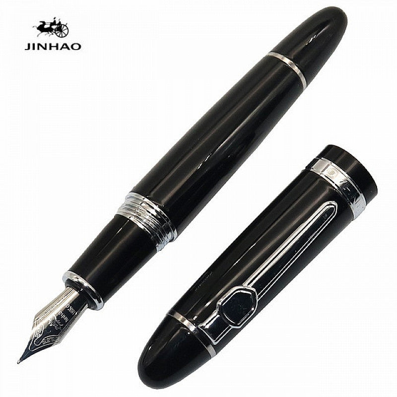 Jinhao 159 Black Chrome Trim Fountain Pen - Al Qalam