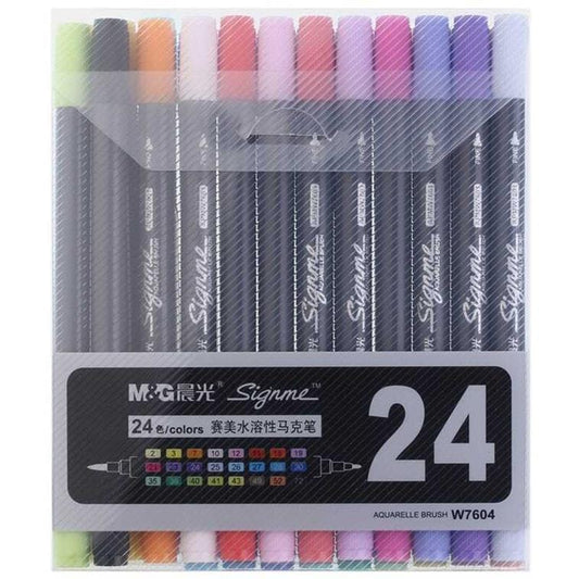 M&G Signme Professional Dual Tip Watercolor Brush Markers 24 Colors